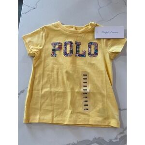 Ralph Lauren Polo Shirt - 12M‎ - Yellow Graphic Tee Short Sleeve Baby NWT!